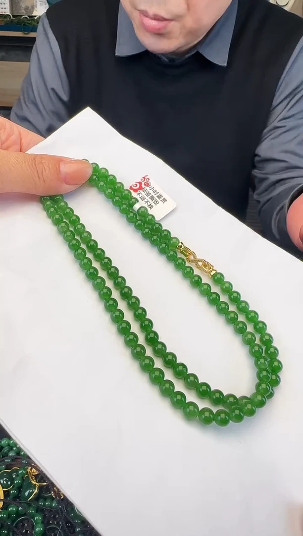 颈饰未镶嵌和田玉108颗卡6毛衣链（无黑点）