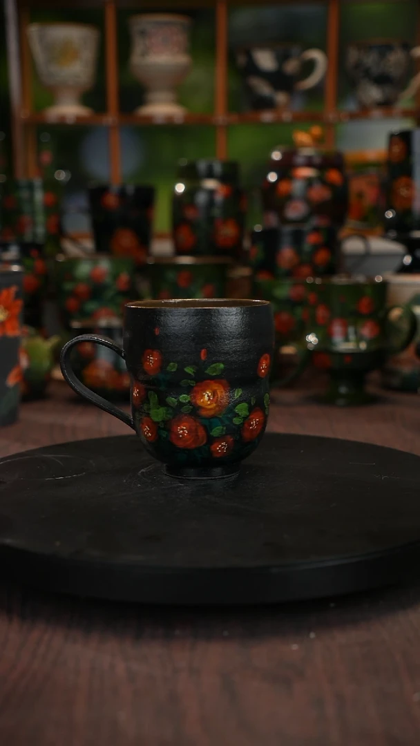 油画    手绘釉下彩杯子