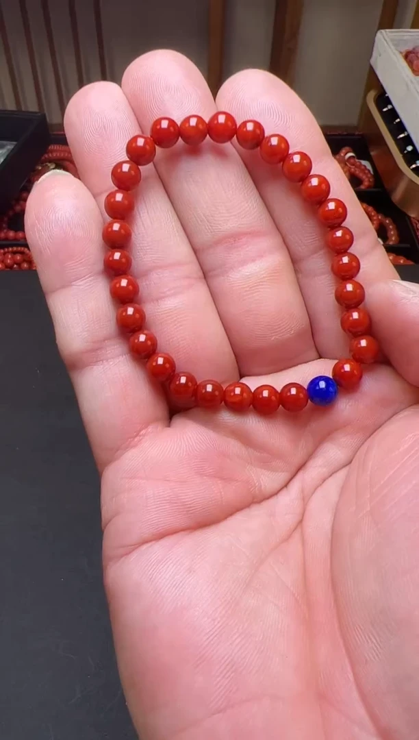 未镶嵌手链玛瑙/玉髓红玛瑙单圈手串