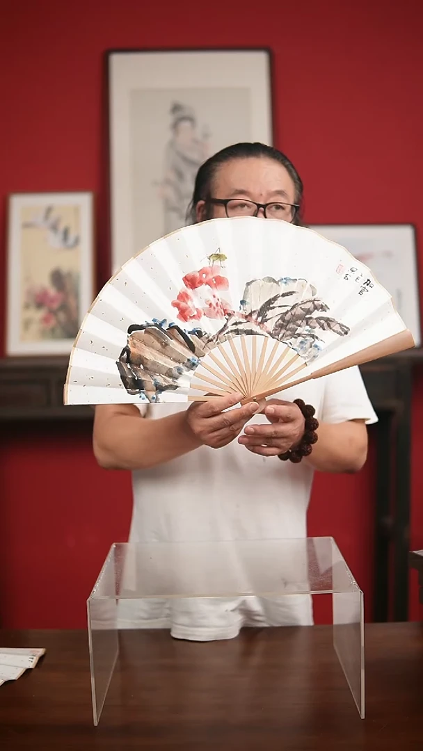 国画手写手绘-10寸油竹扇子
