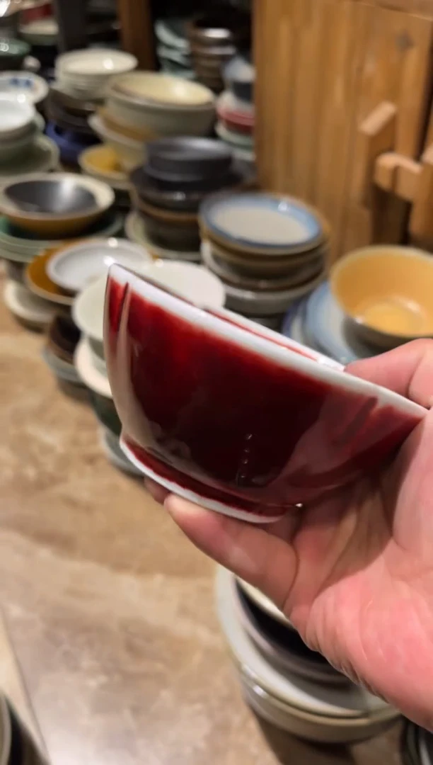 【闪购商品】瓷片65 微瑕红花瓣小碗1个