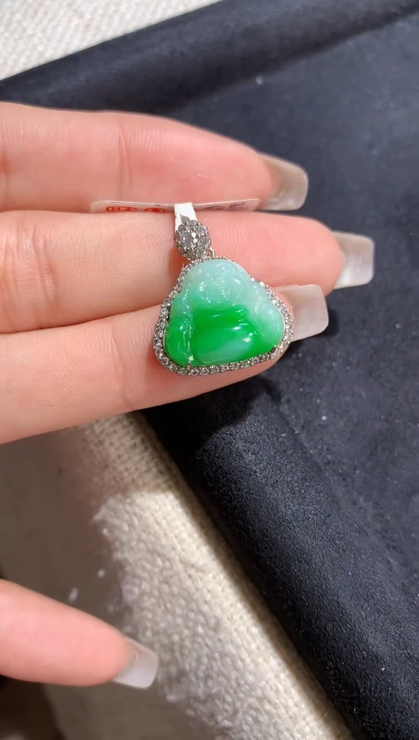 翡翠银S925镶嵌吊坠(不含链)【挽石珠宝】佛公