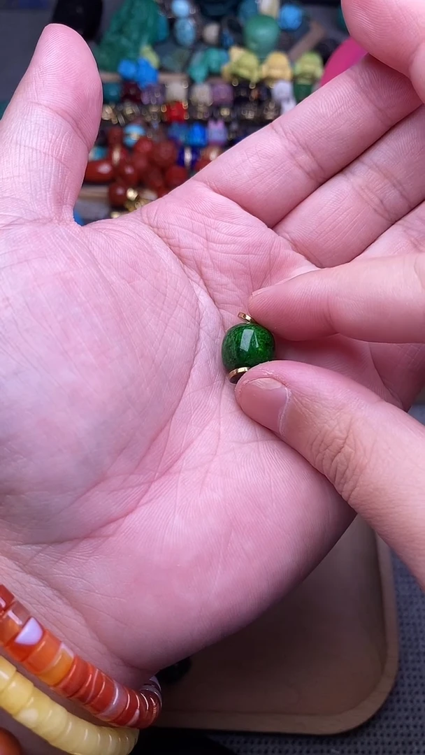 手工艺品琉璃绿老型卡12mm 单个发