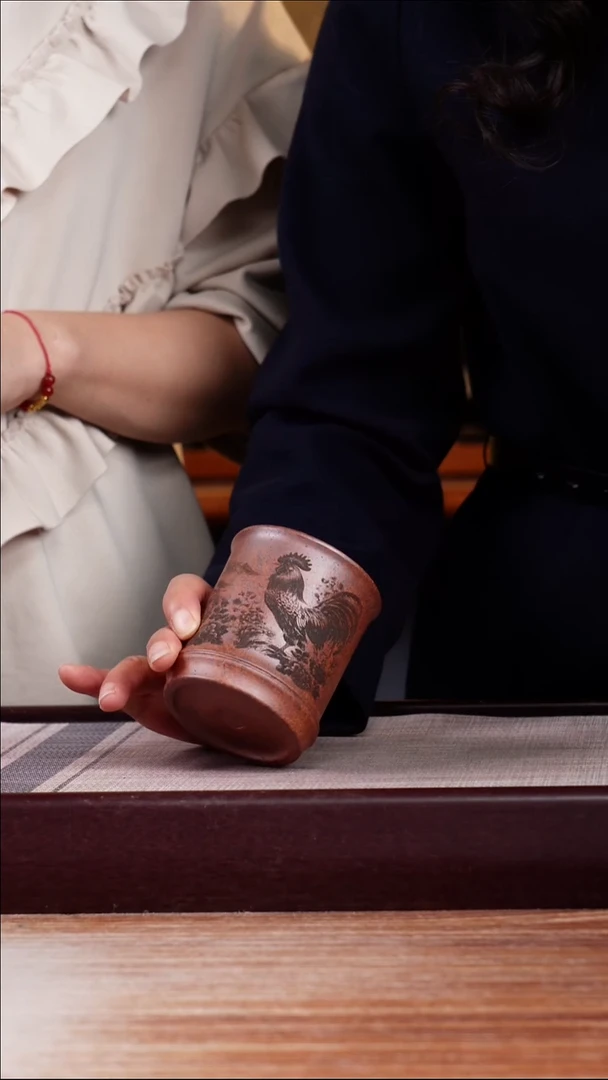 紫砂花盆大吉大利主人杯一只