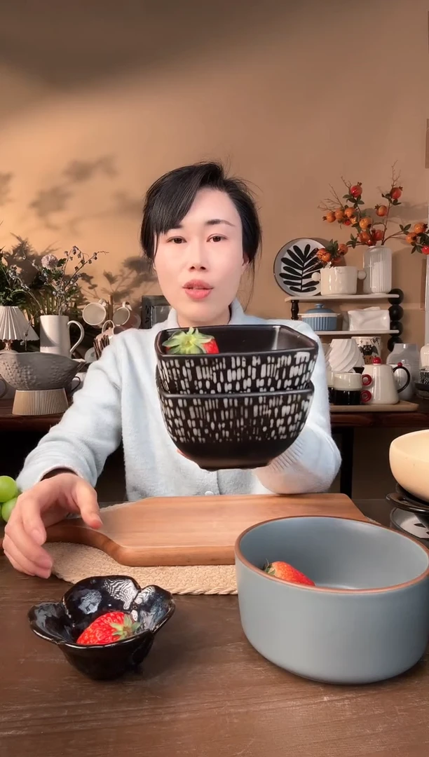 【闪购商品】瓷片4.5英寸做旧豹纹小方碗2只微瑕