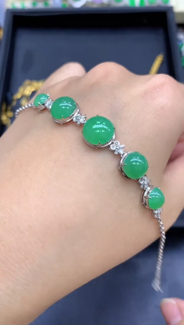 18K金镶嵌手链翡翠672-中国好珍宝