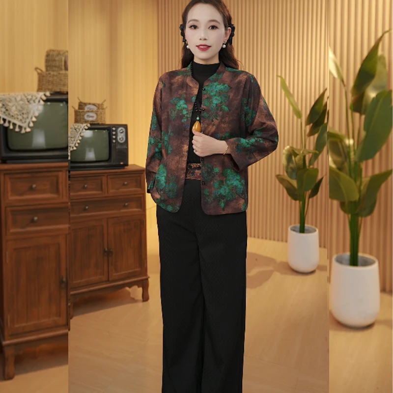 【青阑花】新中式2025短上衣女外套春秋新款阔太太宽松上衣