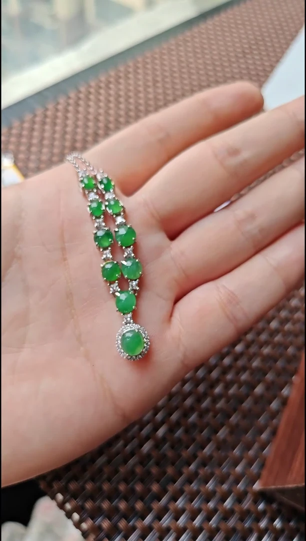 【闪购商品】翡翠颈饰银S925镶嵌翡翠颈饰S925银镶嵌