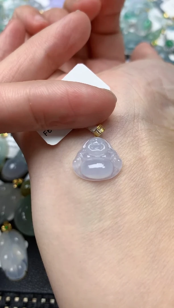 颈饰18K金镶嵌翡翠天然缅甸A货翡翠