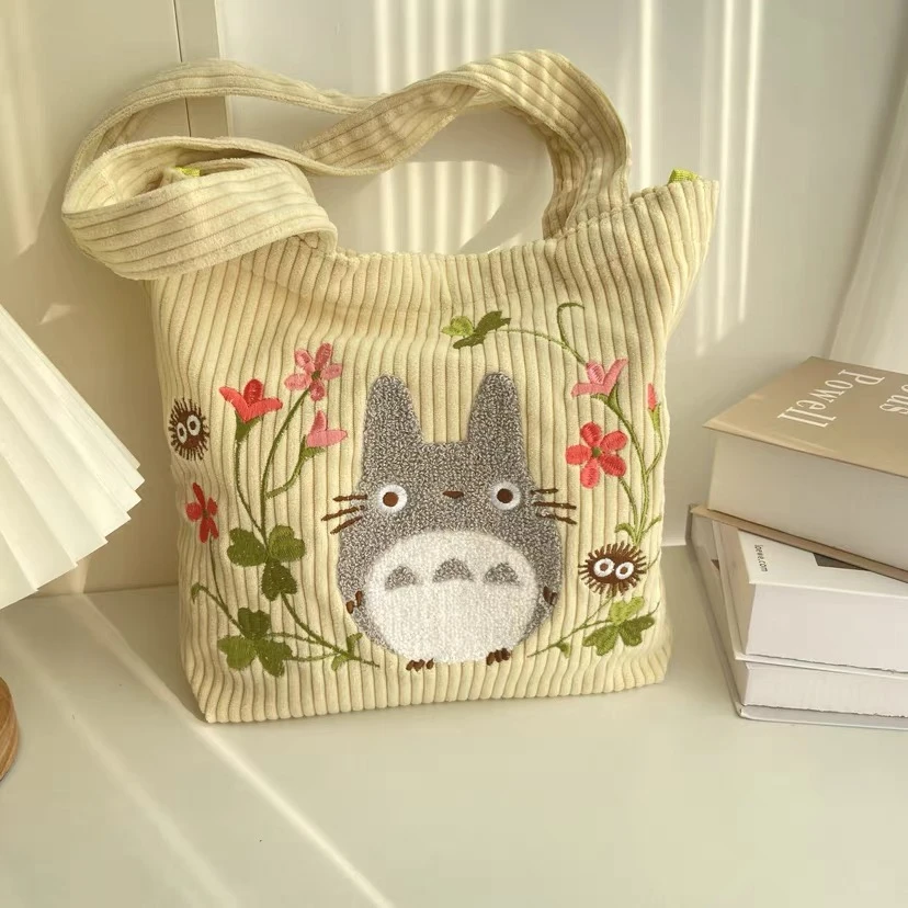 【工厂直销】出日原单 龙猫魔女 灯芯绒手提袋