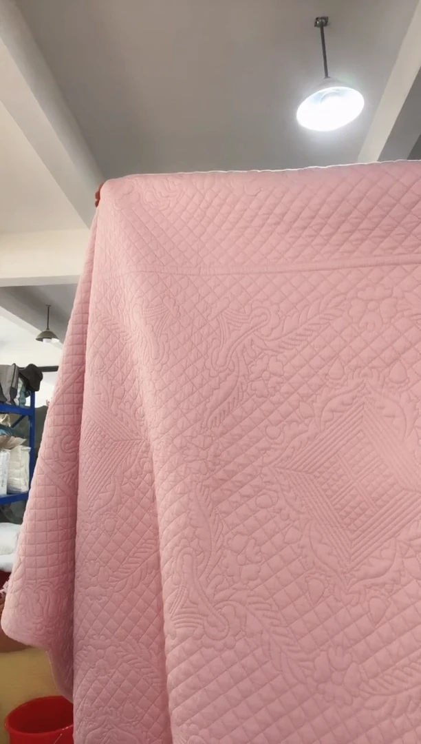 长绒棉A22 粉色180*200四宫格床盖