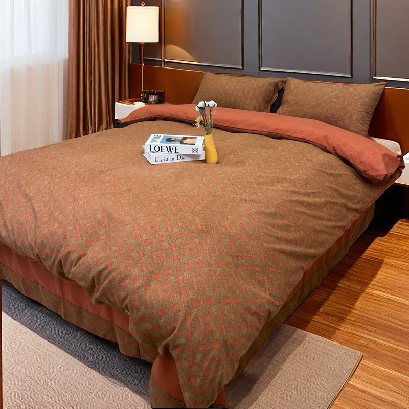 亲肤四件套--四时吉祥（标准）轻奢多功能加厚印花磨毛双层纱布床