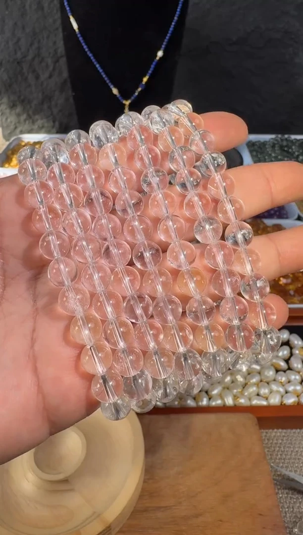 未镶嵌珠宝半成品水晶白水晶手串8mm+ 多样性发一