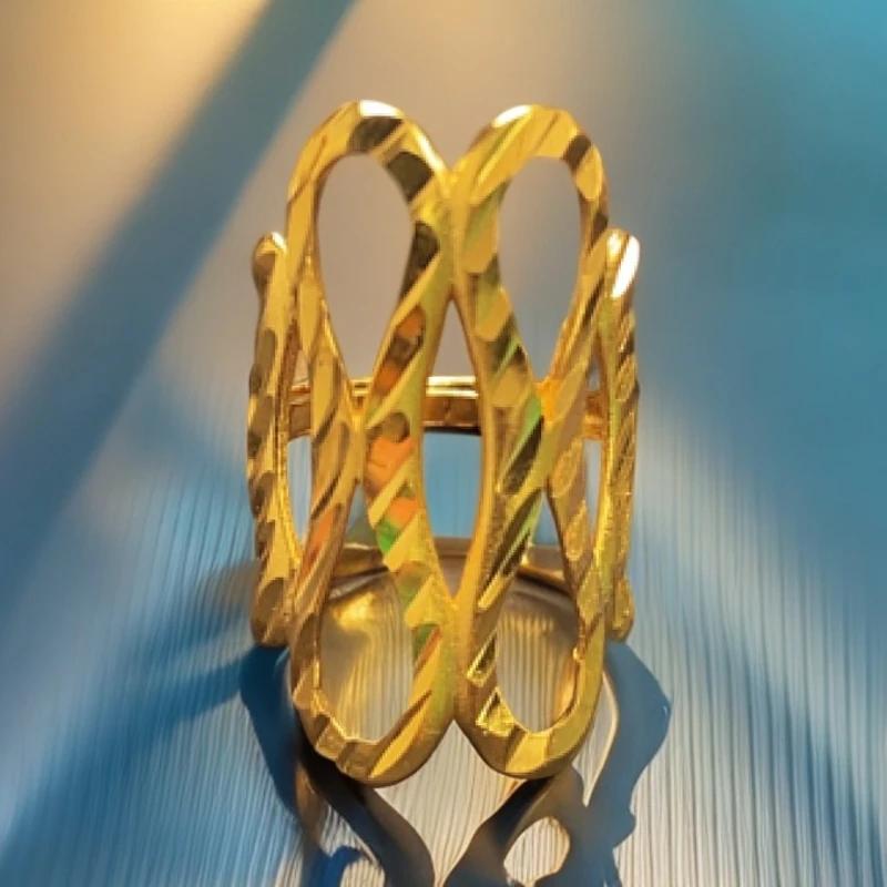 铜合金戒指 女网红款复古可调节金色美戒首饰饰品轻奢精致时尚