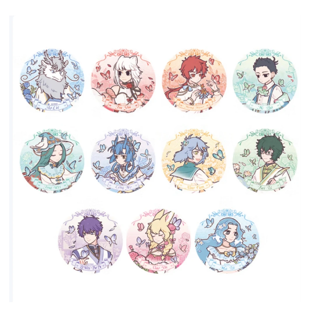 非人哉梦蝶系列马口铁徽章动漫卡通白瓷双闪UV吧唧胸针盲盒