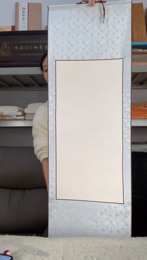 3个大号手工生宣挂轴画心四开工艺大师