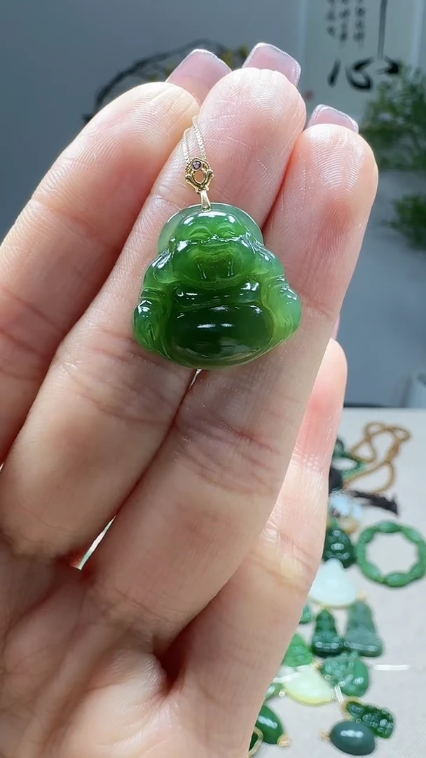 吊坠(不含链)18K金镶嵌和田玉1