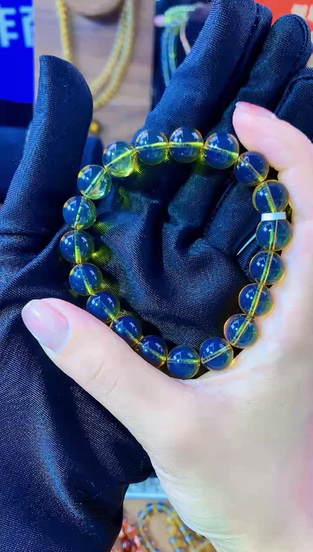 【闪购商品】琥珀珠宝奇石未镶嵌10mm赛多米高品质蓝珀手串