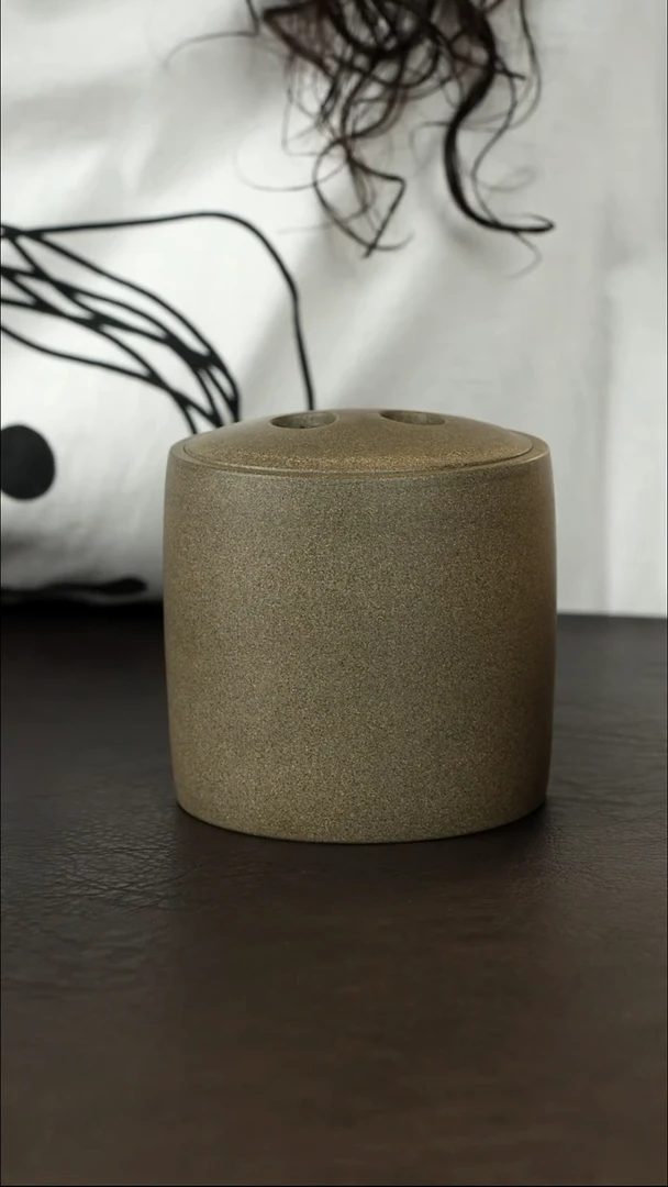 紫砂茶叶罐蟹壳青段 牛盖洋桶醒茶罐约100克