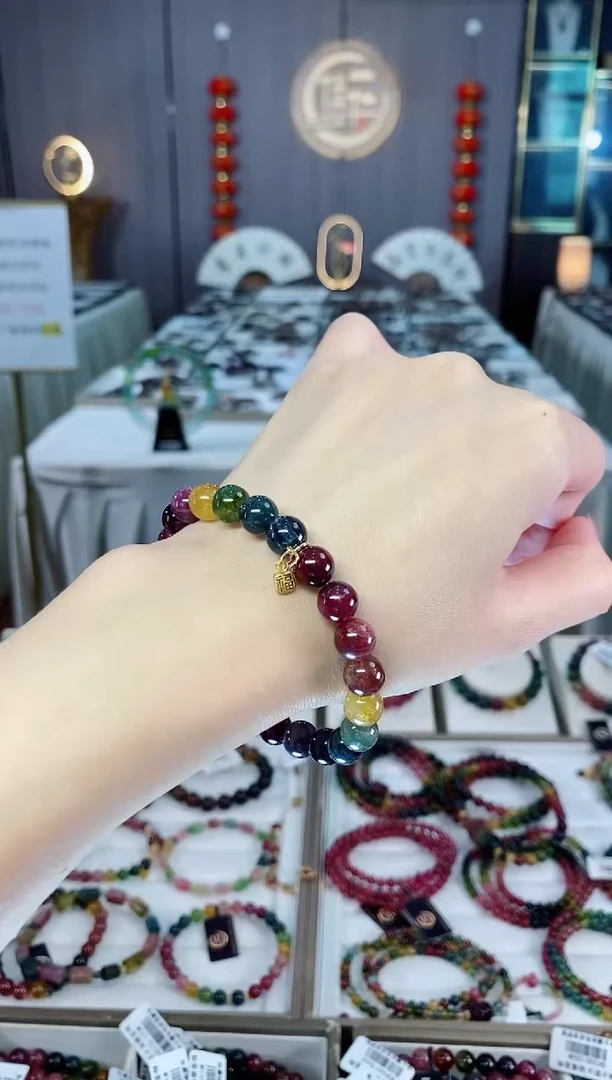 未镶嵌老矿碧玺单圈手串8mm+碧玺hon多样性发货一条