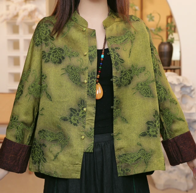 2025新款香云纱国风气质提花缎百搭双面穿香云纱上衣外套RB10701