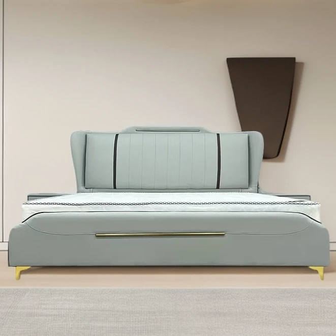 R1908轻奢简约意式高箱储物大主卧北欧软体家具床主卧床主卧大床