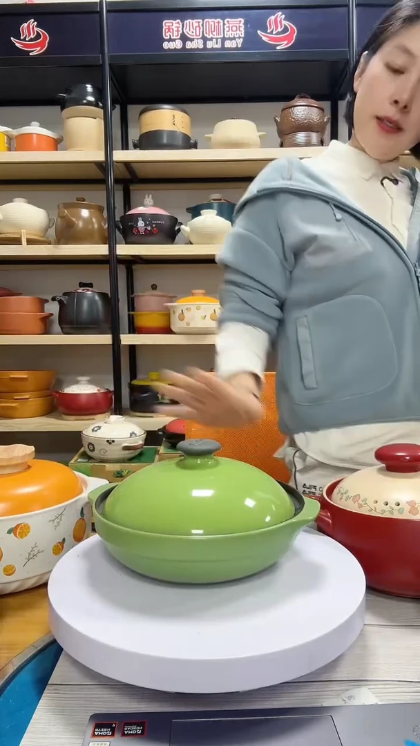 陶土千味锅绿色砂锅