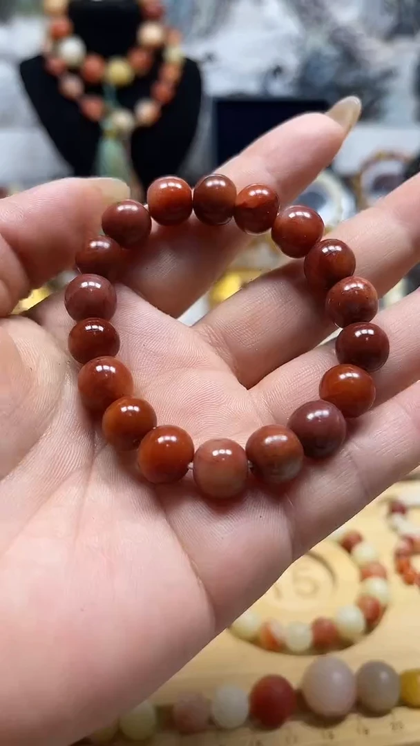 寿山石其他寿山芙蓉石蜡烛红手串