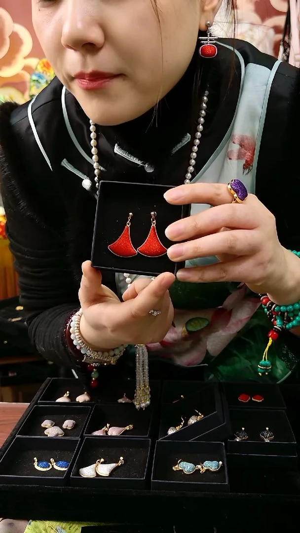 纯铜合金琉璃非遗耳饰