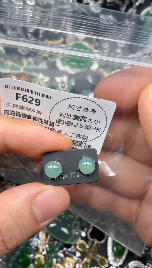 颈饰未镶嵌翡翠F629耳钉