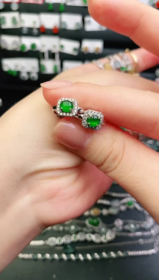 银S925镶嵌戒指翡翠0