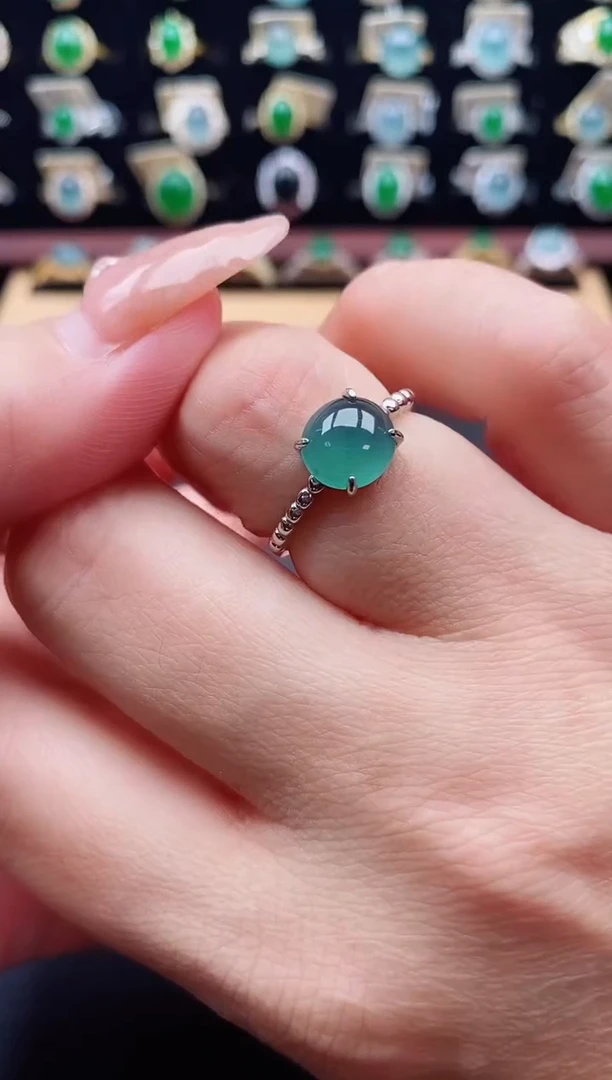 银S925镶嵌戒指翡翠1