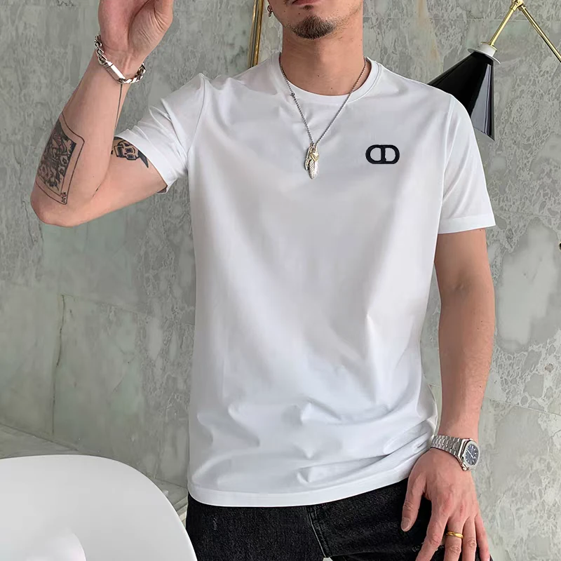 《高端刺绣》男女白色t恤简约常规款