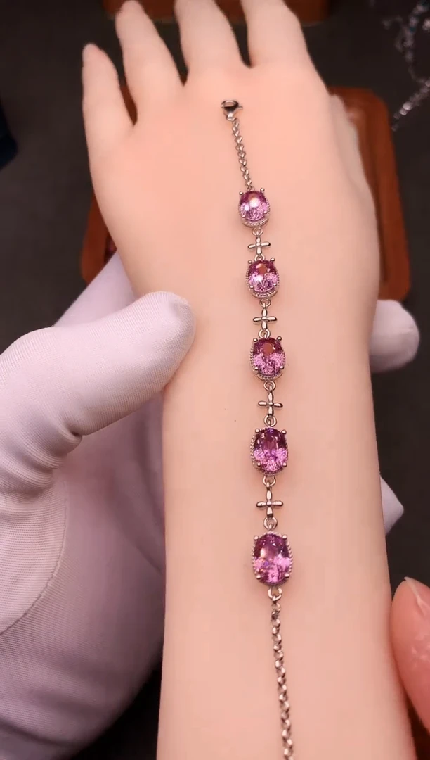 手链银S925镶嵌双色碧玺·······