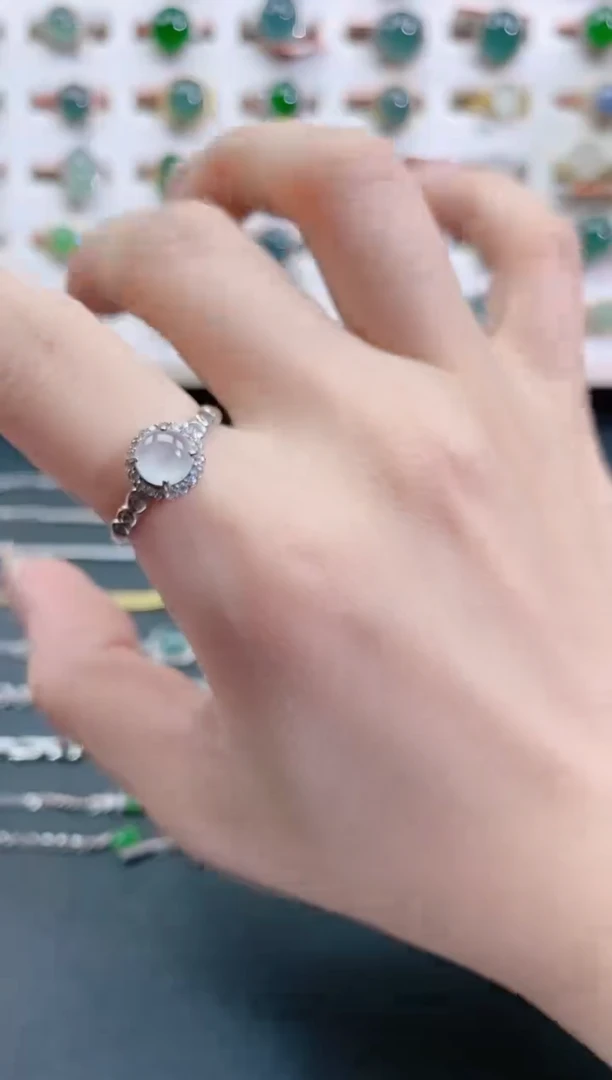 银S925镶嵌戒指翡翠天然翡翠