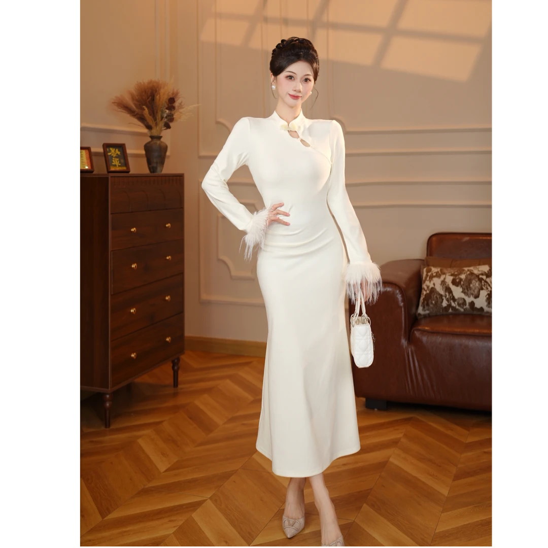 【张小小】【无拉链】新中式高级感收腰长裙温柔风气质连衣裙D4300