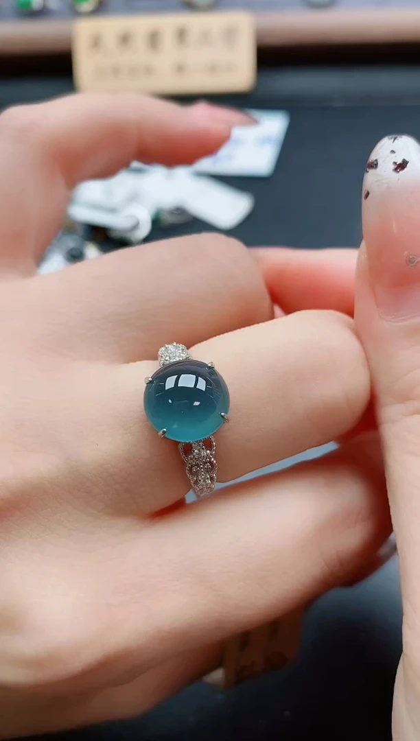 银S925镶嵌戒指翡翠1