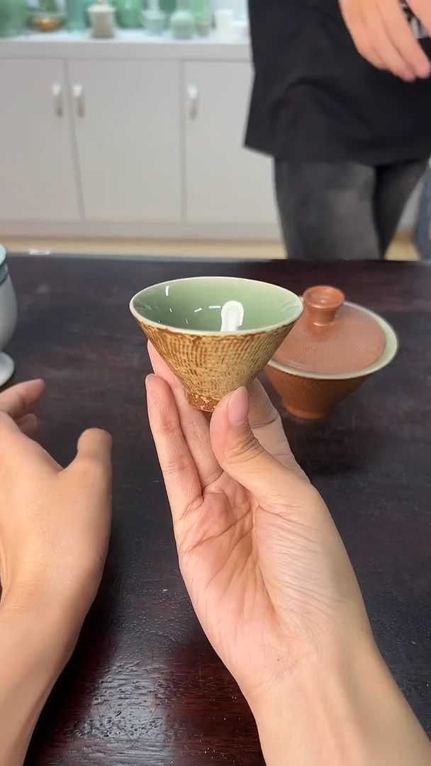 龙泉云间青瓷小米茶器  单杯子