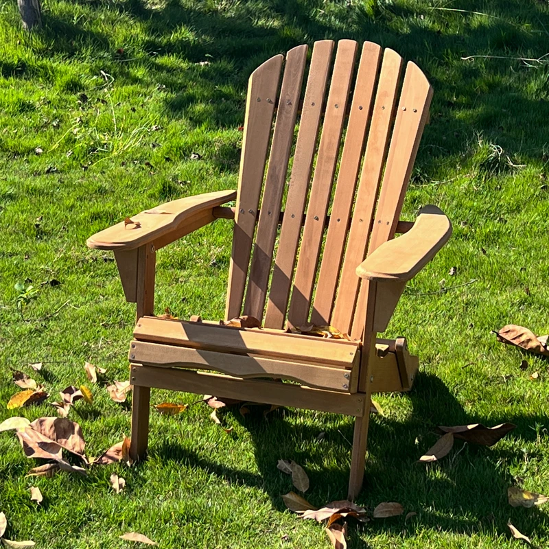 微诗木实木靠背椅沙滩椅休闲人体工学设计舒适久坐现货户外露营椅