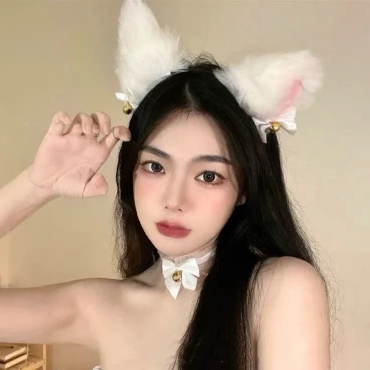 日系可爱少女毛绒猫咪耳朵网红风耳发装饰小帽子