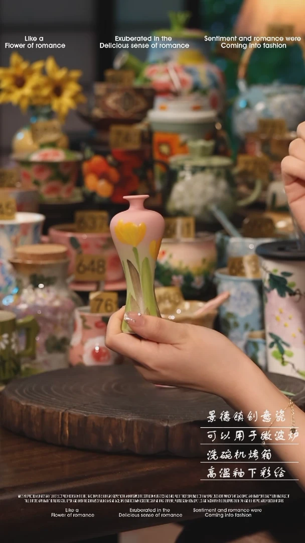 陶瓷景德镇高温釉下彩绘设计师款式