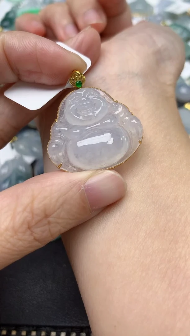 颈饰18K金镶嵌翡翠天然缅甸A货翡翠