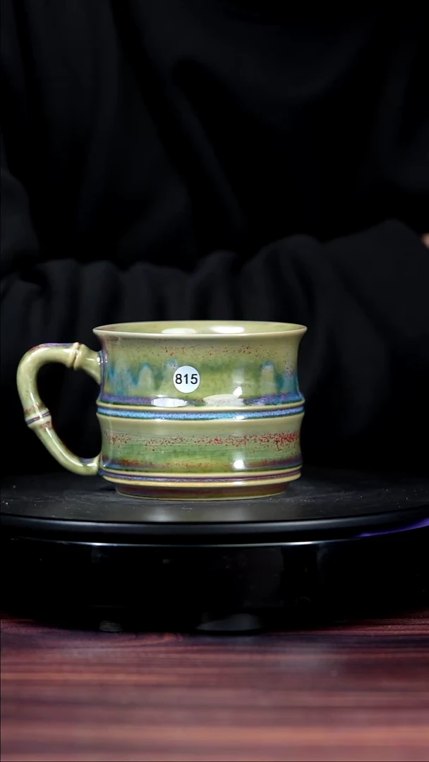 杯子瓷815#盼龙窑一级品原矿钧瓷竹节马克杯