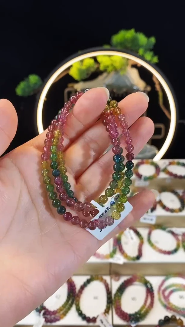 【闪购商品】碧玺手串未镶嵌G2458三圈颜色微差