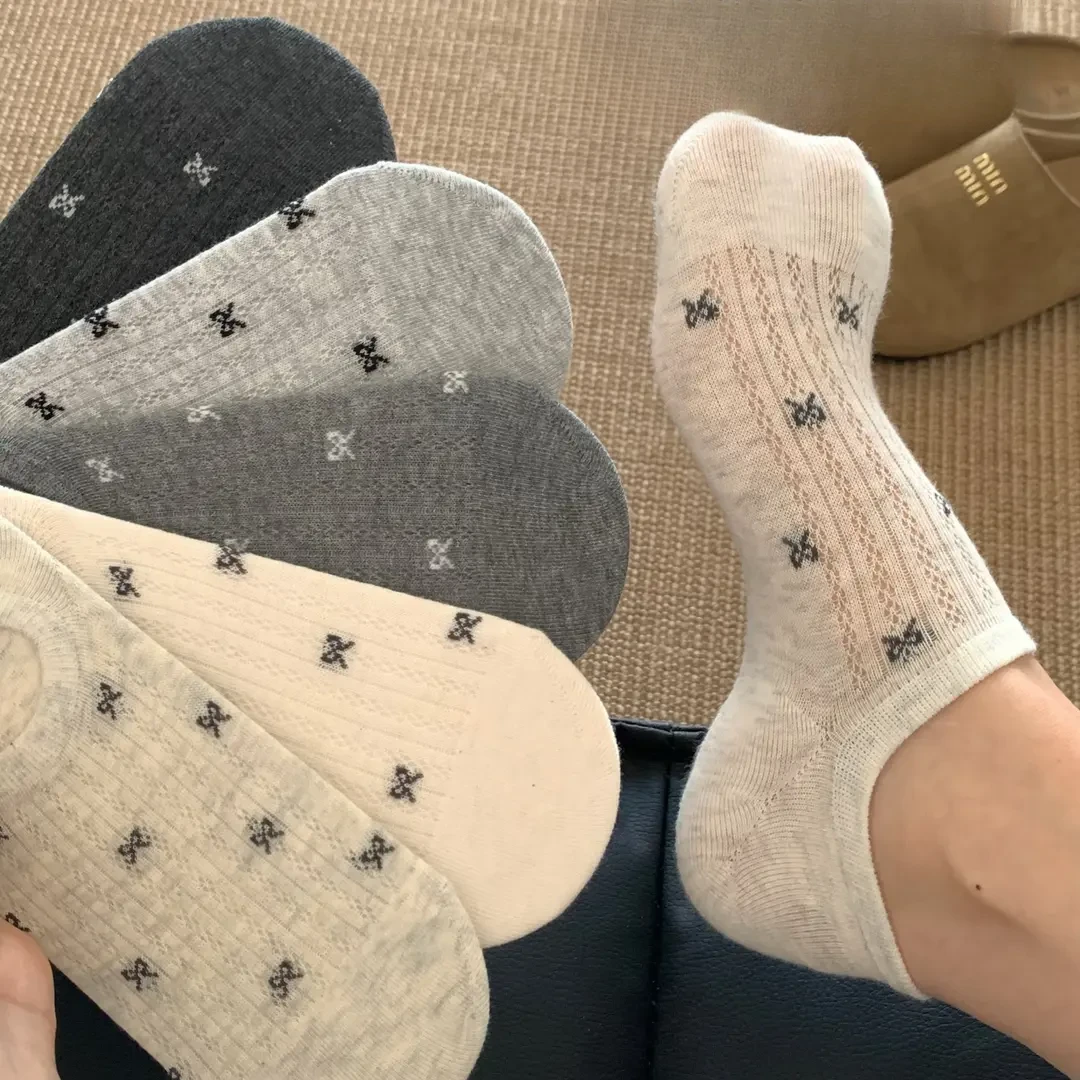 蝴蝶结ins风女士袜子船袜浅口夏季薄款防滑不掉跟女袜子夏季薄款