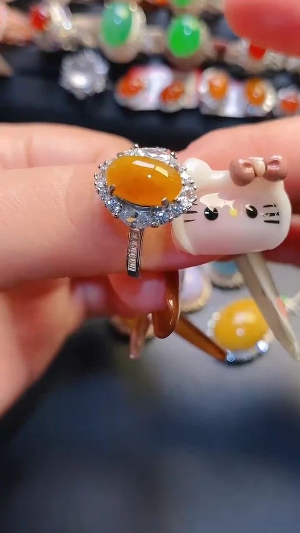 银S925镶嵌戒指翡翠天然