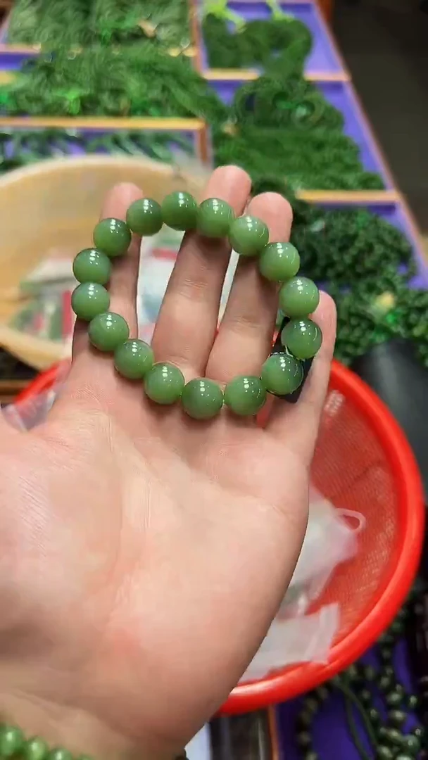 项链未镶嵌和田玉和田玉碧玉手串14mm