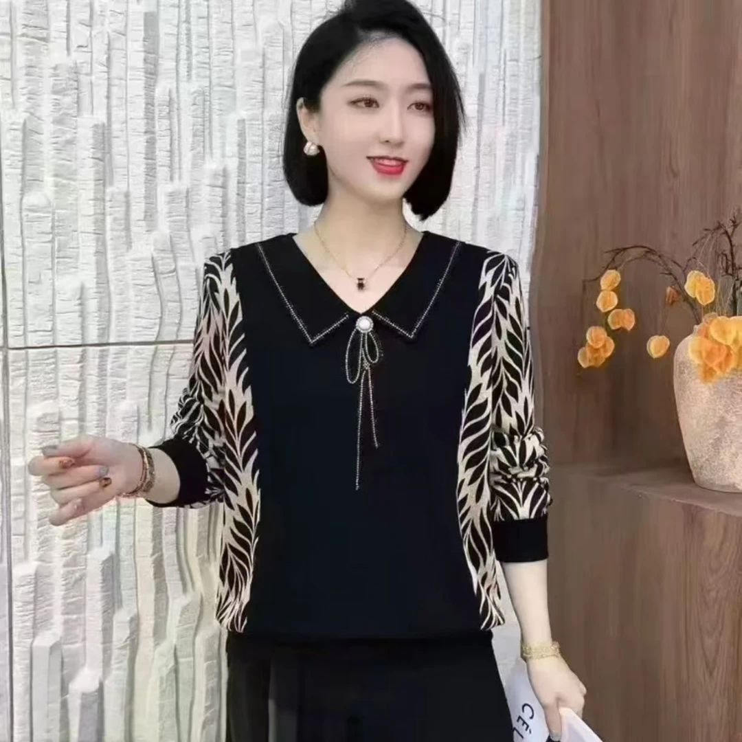 秋季新款妈妈装时尚宽松显瘦百搭长袖上衣中老年女装减龄休闲洋气