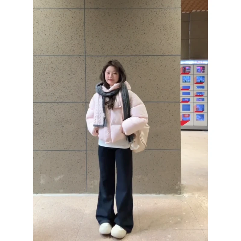 MARIE.COCO秋冬温柔风设计感可拆袖面包棉服搭修身显瘦牛仔裤套装