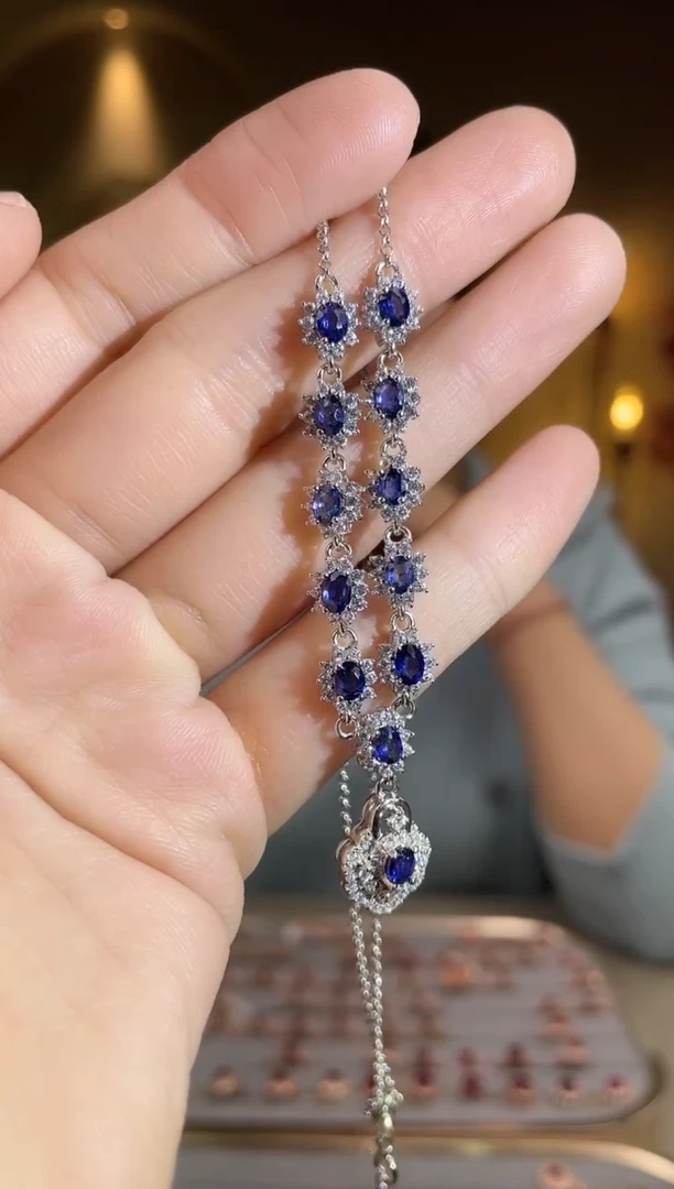 颈饰蓝宝石银S925镶嵌颈饰